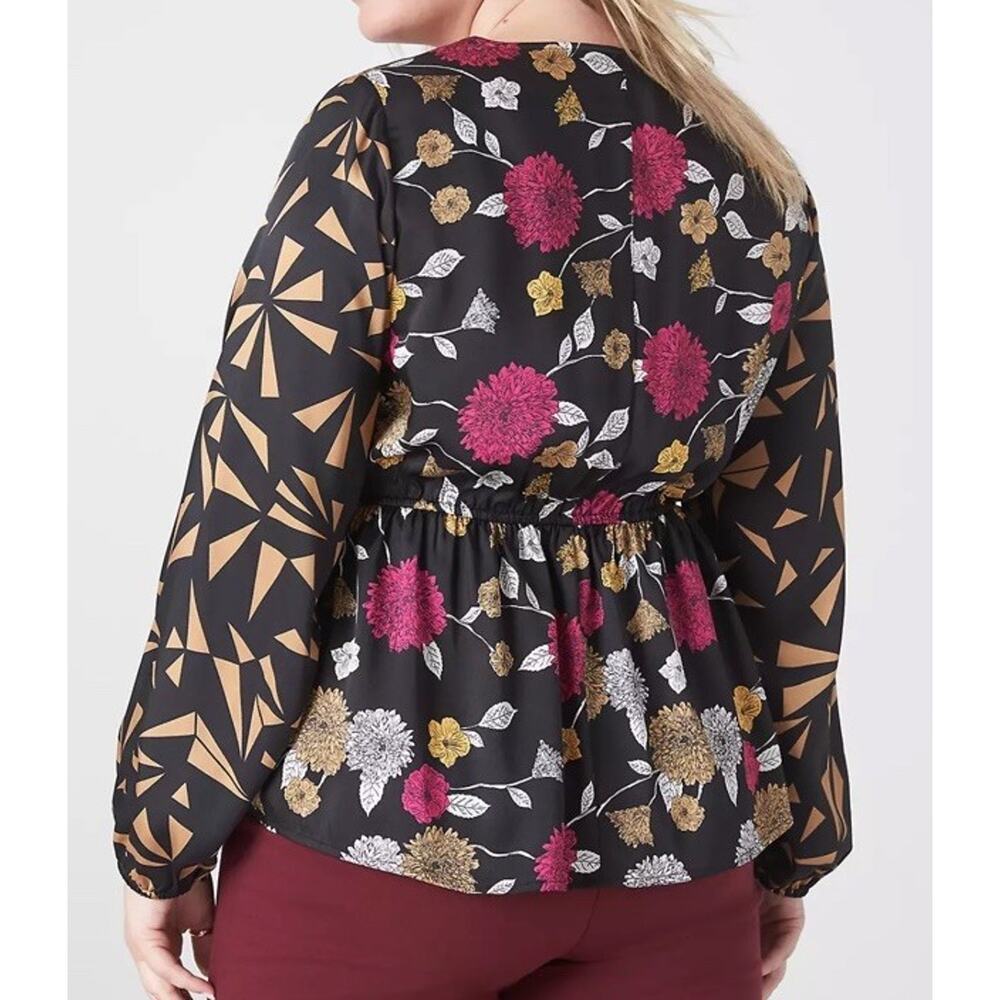 Lane Bryant Floral Geometric Peplum 22 Blouse Top Women’s NWT Boho - Picture 3 of 9